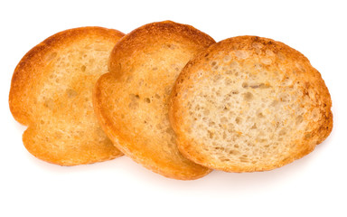 crusty bread toast slices isolated on white background cutout