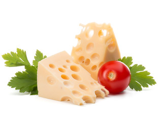 Cheese block isolated on white background cutout