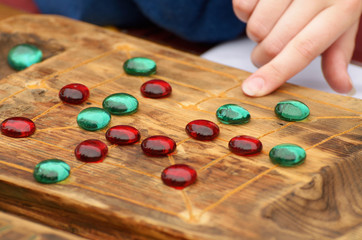 Board game with chips.