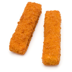 Crispy Fish fingers isolated on white background