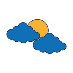 sun and clouds icon over white background vector illustration