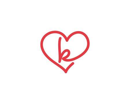 Lowercase Letter k and Heart Logo 1