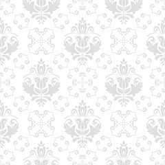 Fototapeta na wymiar Classic seamless vector pattern. Traditional orient light silver ornament. Classic vintage background