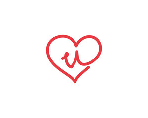 Lowercase Letter v and Heart Logo 1