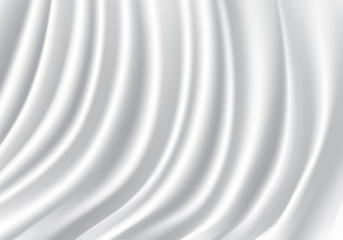White satin fabric wave luxury background texture vector illustration.