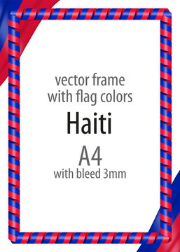 Frame and border of ribbon with the colors of the Haiti flag