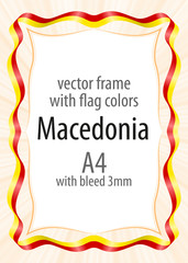 Frame and border of ribbon with the colors of the Macedonia flag