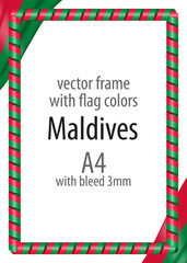 Frame and border of ribbon with the colors of the Maldives flag