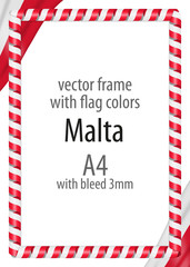 Frame and border of ribbon with the colors of the Malta flag