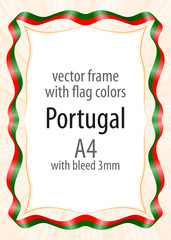 Frame and border of ribbon with the colors of the Portugal flag