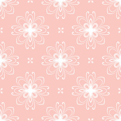 Obraz premium Floral vector pink and white ornament. Seamless abstract classic background with flowers. Pattern with repeating elements