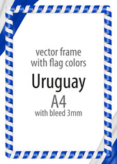 Obraz premium Frame and border of ribbon with the colors of the Uruguay flag