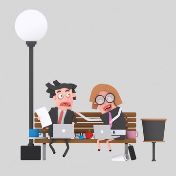 Worried business teamwork working on a park bench

Custom 3d illustration / design : Can't find what you are looking for? contact me! I can create exactly what you need.