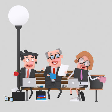 Business team work having lunch on a park bench

Custom 3d illustration / design : Can't find what you are looking for? contact me! I can create exactly what you need.
