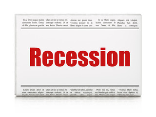 Business concept: newspaper headline Recession