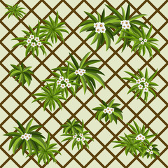 Tropical seamless pattern with leaves and flowers