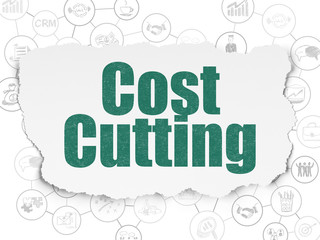 Business concept: Cost Cutting on Torn Paper background