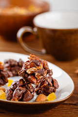 Homemade chocolate and nuts snack balls
