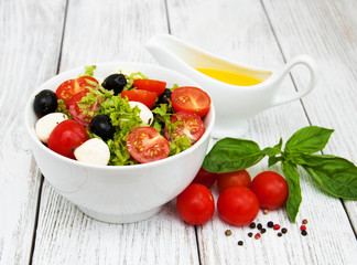 salad with mozarella cheese and vegetables