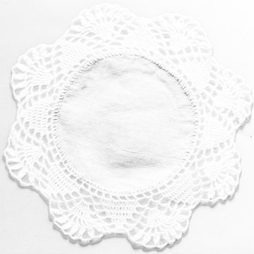 White Handmade Lace Tablecloth Texture On White Background