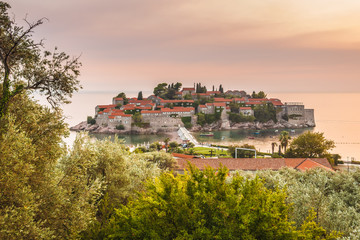 Fototapeta na wymiar View of Saint Stephen - Montenegro in the Balkans.