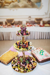 wedding buffet table with a variety of juicy fruits