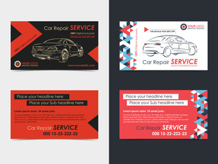 Set of Automotive Service business cards layout templates. Create your own business cards. Mockup Vector illustration. - 169793358