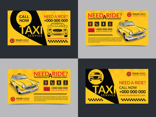 Set of taxi service business cards layout templates. Create your own business cards. Mockup Vector illustration. © luckykot