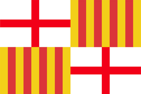 Barcelona City Flag, Spain, Catalonia.