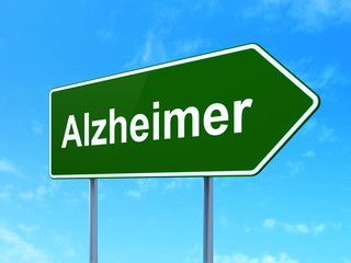 Medicine concept: Alzheimer on road sign background
