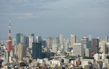 Fototapeta na wymiar 日本の東京都市風景「港区などの街並みを望む」（汐留など）