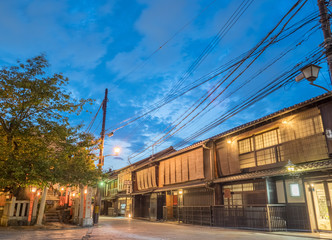 京都　祇園の古い街並み