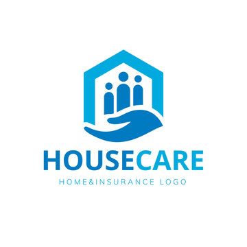 house and insurance logo. Home care logo template.