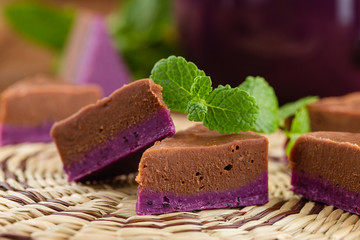 Homemade chocolate and currant fudge