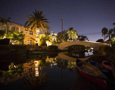 Venice canal at night