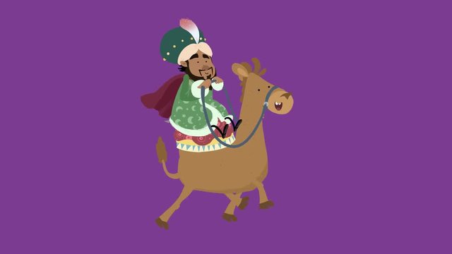 Tres reyes magos con fondo de colores