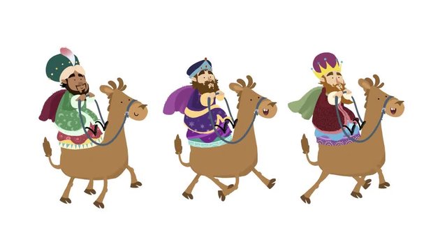 Tres reyes magos con los camellos