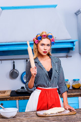 housewife cooking in kitchen