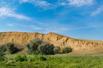Beautiful view of the slope with the river and the road
