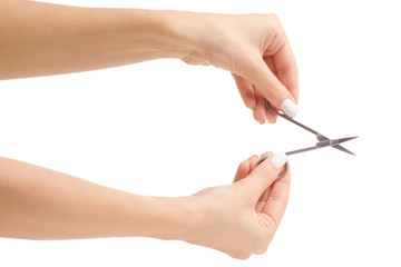 Female hands manicure scissors