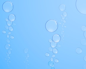 Soap bubbles with reflections on a blue background