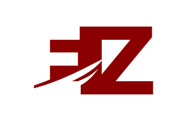 EZ Red Negative Space Square Swoosh Letter Logo