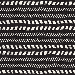 Hand drawn style seamless pattern. Abstract geometric tiling background in black and white. Vector doodle line lattice
