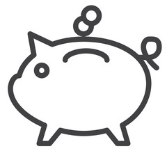 Piggy bank line icon, outline vector sign, linear style pictogram isolated on white. Symbol, logo illustration. Editable stroke. Pixel perfect graphics