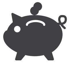 Piggy bank icon vector, filled flat sign, solid pictogram isolated on white. Symbol, logo illustration. Pixel perfect graphics