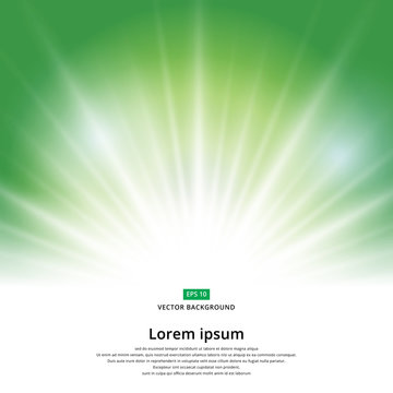 Sunlight Effect Sparkle On Green Background With Copy Space. Abstract Vector