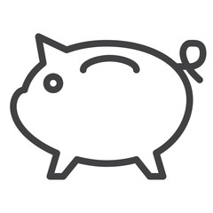 Piggy bank line icon, outline vector sign, linear style pictogram isolated on white. Symbol, logo illustration. Editable stroke. Pixel perfect graphics