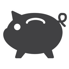 Piggy bank icon vector, filled flat sign, solid pictogram isolated on white. Symbol, logo illustration. Pixel perfect graphics