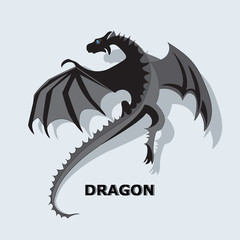 Flying dragon. Mythical animal. Design for printing on paper or textiles.