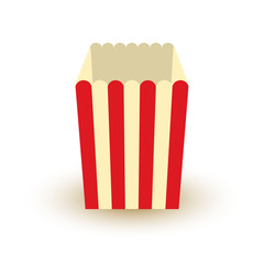Carton bowl empty of popcorn vector icon template. Cinema design elements in retro style. Vintage cinema sign for poster, card, coupon, web.